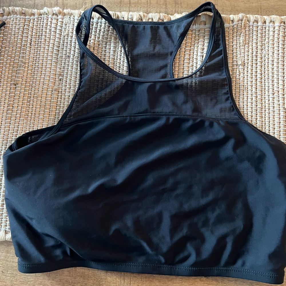 Black Mesh Racerback Bikini Top - Picture 2 of 4